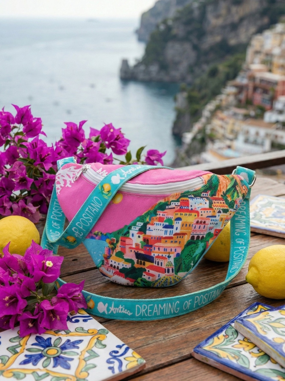 Antica Sartoria 2026 Positano Pink Aqua colorful  Crossbody bag NWT